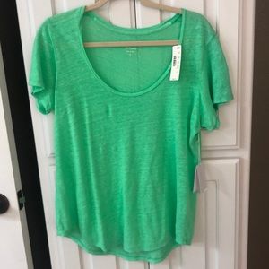 J Crew bright green linen shirt size S
